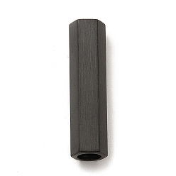Черный Цвет Металла 304 магнитные застежки из нержавеющей стали, шестиугольник трубка, металлический черный , 25x6.5 мм, отверстие : 4 мм