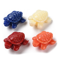 Mixed Color Carved Synthetic Coral Beads, Dyed, Tortoise, No Hole/Undrilled, Mixed Color, 10x7.5x4.5mm