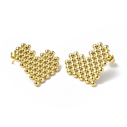 Golden Ion Plating(IP) 304 Stainless Steel Heart Stud Earrings for Women, Golden, 18x20mm, Pin: 0.8mm
