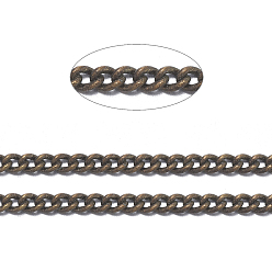 Antique Bronze Brass Twisted Chains, Curb Chains, Unwelded, with Spool, Lead Free & Nickel Free & Cadmium Free, Antique Bronze, 2x1.5x1mm, about 92m/roll