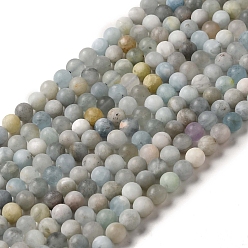 Aigue-marine Aigue-marine naturelle brins de perles, givré, ronde, 6~6.5mm, Trou: 0.8mm, Environ 64 pcs/chapelet, 15.75'' (40 cm)