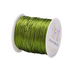 Gris Oliva Hilo de nylon, cordón de satén de cola de rata, verde oliva, 1.0 mm, aproximadamente 76.55 yardas (70 m) / rollo