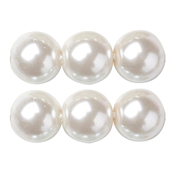 Old Lace Eco-Friendly Dyed Glass Pearl Round Beads Strands, Grade A, Cotton Cord Threaded, Old Lace, 8mm, Hole: 0.7~1.1mm, about 52pcs/strand, 15 inch