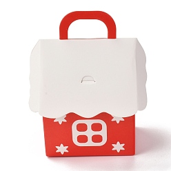 Roja Cajas de regalo plegables de navidad, forma de casa con asa, bolsas para envolver regalos, para regalos dulces galletas, rojo, 103x106x124 mm