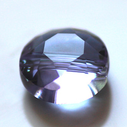 Lila Imitación perlas de cristal austriaco, aaa grado, facetados, plano y redondo, lila, 6x3.5 mm, agujero: 0.7~0.9 mm