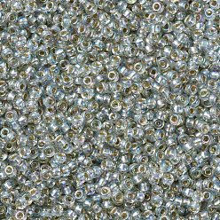 (RR3192) Cristal Argenté AB Perles rocailles miyuki rondes, perles de rocaille japonais, (rr 3192) cristal argenté ab, 11/0, 2x1.3mm, trou: 0.8 mm, sur 1100 pcs / bouteille, 10 g / bouteille