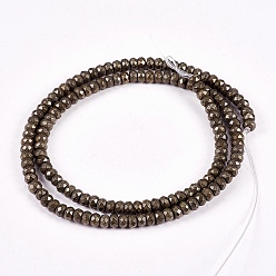 Pyrite Natural Pyrite Beads Strands, Rondelle, Faceted, 4x3mm, Hole: 1mm, about 130pcs/strand, 15.74 inch