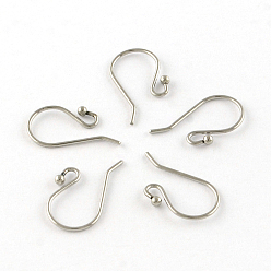 Stainless Steel Color 201 Stainless Steel Earring Hooks, Ear Wire, Stainless Steel Color, 15x10x0.6mm, 22 Gauge, Pin: 0.6mm