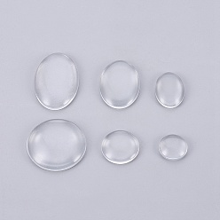 Clear Transparent Glass Cabochons, Half Round/Dome and Oval, Clear, Half Round: 11.5~25x4~7mm, Oval: 18~30x13~20x4~6mm, 120pcs/set