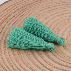 Светлый Морско-зеленый Хлопковая нить кисточкой украшения кулон, светло-зеленый, 25~31x5 мм , около 39~47 шт / мешок