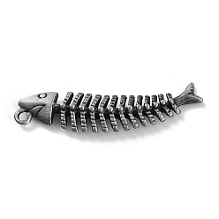 Antique Silver Tibetan Style Alloy Big Pendant, Frosted, Fishbone Charm, Antique Silver, 57x12.5x7mm, Hole: 2.3mm