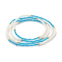 Dodger Blue Glass Seed Waist Beads, for Women Girls, Summer Jewelry, Dodger Blue, 31-1/2 inch(80cm)
