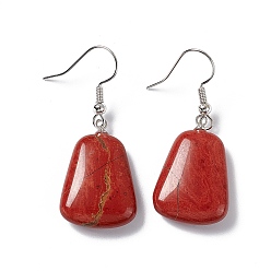 Red Jasper Natural Red Jasper Trapezoid Dangle Earrings, Platinum Brass Jewelry for Women, 41mm, Pin: 0.7mm