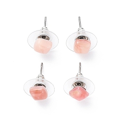Pink Opal Natural Pink Opal Stud Earrings for Women, with 304 Stainless Steel Ear Studs, Square, 6x6mm, Pin: 0.8mm