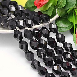 Черный Граненый многогранник имитация австрийских кристаллов нити шарик, класс AAA, чёрные, 13x10 мм, отверстие : 0.9~1 мм, около 30 шт / нитка, 15.7 дюйм