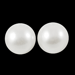 White ABS Plastic Cabochons, Imitation Pearl, Half Round, White, 6x3mm, about 5000pcs/bag