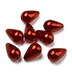 Orange Red ABS Plastic Imitation Pearl, Drop, Orange Red, 16x10mm, Hole: 1mm, about 600pcs/pound