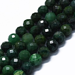 African Jade Natural African Jade Bead Strands, Faceted(64 Facets), Round, 6mm, Hole: 0.8mm, about 62~67pcs/strand, 15.16~15.55 inch(38.5~39.5cm)