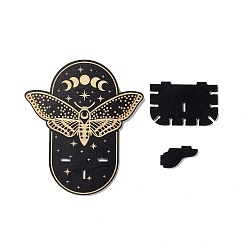 Papillon Présentoir à cristaux en bois suspendu noir, support de stockage de pendule de divination rustique, trucs de sorcière, facile à assembler, avec crochet de suspension en fer, le modèle de papillon, 20.9x18.2x0.5 cm