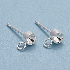 Stainless Steel Color 304 Stainless Steel Stud Earring Findings, with Loop, For Pointed Back Rivoli Rhinestone
, Stainless Steel Color, Tray: 3.5mm, 7x4x2mm, Hole: 2mm, Pin: 0.8mm