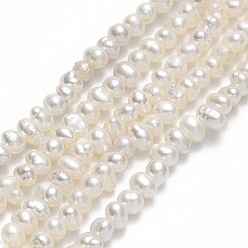 Beige Natural Cultured Freshwater Pearl Beads Strands, Potato, Linen, 2~3x2.8~3.5x2.8~3.5mm, Hole: 0.5mm, about 130~143pcs/strand, 14.06~14.25 inch(35.7~36.2cm)
