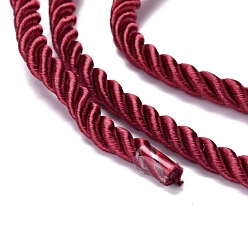 Rouge Foncé Polyester cordon, cordon torsadé, rouge foncé, 5mm, environ 97~100 m / paquet