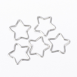 Stainless Steel Color 304 Stainless Steel Keychain Clasp Findings, Star, Stainless Steel Color, 13x13.5x0.8mm