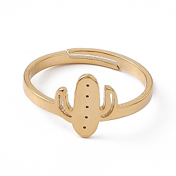 Настоящее золото 18K Ионное покрытие (ip) 201 регулируемое кольцо из нержавеющей стали кактус для женщин, реальный 18 k позолоченный, размер США 6 1/4 (16.7 мм)