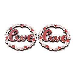 Word Single Face Printed Wood Big Pendants, Valentine's Day Charms, Word, 50x2.5mm, Hole: 1.6mm