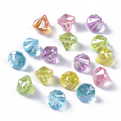 Mixed Color Transparent Acrylic Charms, AB Color Plated, Faceted, Diamond Shape, Mixed Color, 12x11mm, Hole: 1.6mm, about 920pcs/500g
