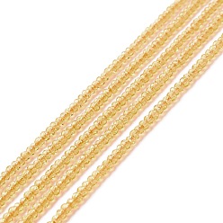 Goldenrod Transparent Glass Beads Strands, Faceted, Round, Goldenrod, 2mm, Hole: 0.6mm, about 182~201pcs/strand, 14.57~15.24 inch((37~38.7cm)