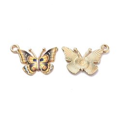 Champagne Yellow Light Gold Alloy Enamel Pendants, Cadmium Free & Nickel Free & Lead Free, Butterfly Charm, Champagne Yellow, 15.6x21.7x1.6mm, Hole: 2mm