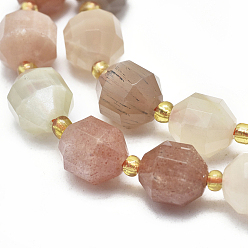 Multi-Moonstone Natural Multi-Moonstone Beads Strands, Faceted, Round, 9~10mm, Hole: 1mm, about 31~33pcs/Strand, 14.5 inch~15.9 inch(37~40.5cm)