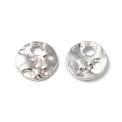 Stainless Steel Color 304 Stainless Steel Charms, Textured, Flat Round Charm, Stainless Steel Color, 6x1mm, Hole: 1.2mm