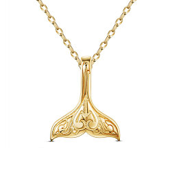 Golden SHEGRACE 925 Sterling Silver Pendant Necklaces, with 925 Stamp, Whale Tail Shape, Golden, 15.75 inch