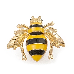 Oro Pin de esmalte de abejas, broche de aleación de oro claro con diamantes de imitación, oro, 29x26x16.5 mm
