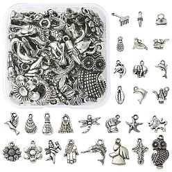 Antique Silver 20g CCB Plastic Beads, for DIY Jewelry Making, Girl & Owl & Clover & Cross & Moneybag & Shell & Fish & Butterfly, Antique Silver, 7~29x11~18x2~7mm, Hole: 1.4~3mm