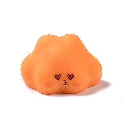 Orange Foncé Adorables cabochons en résine opaque, nuage avec motif de visage, orange foncé, 21x27x17mm