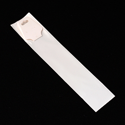 Blanc Sacs de cellophane rectangle, avec des cartes suspendues d'affichage de collier, blanc, 25x5 cm, épaisseur unilatérale: 0.035 mm, afficher la carte suspendue: 10.5x4.4x0.03 cm
