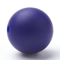 Bleu Ardoise Foncé Perles de silicone écologiques de qualité alimentaire, ronde, bleu foncé, 8~10mm, Trou: 1~2mm