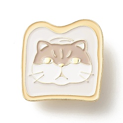 Marron Clair Toast avec broche en émail chat, Broche en émail de fer animal pour vêtements de sac à dos, or et de lumière, bisque, 30x29.5x10mm
