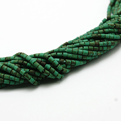Зеленый Матовое синтетическое бирюзовые Heishi шарик нити, окрашенные, колонка, зелёные, 1.5~2.5x1.5~2.8 мм, отверстие : 0.5 мм, около 160 шт / нитка, 12 дюйм