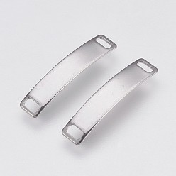 Stainless Steel Color 201 Stainless Steel Links connectors, Rectangle, Stainless Steel Color, 28.5x6x0.7mm, Hole: 2x4mm