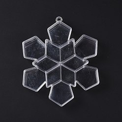 Clear 12 Grids Transparent Plastic Box, Snowflake Bead Containers for Small Jewelry and Beads, Clear, 18.8x15.3x2.5cm, Inner Diameter: 52.5x32mm and 50x45mm