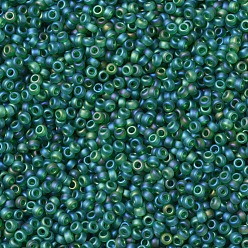 (RR146FR) Matte Transparent Green AB MIYUKI Round Rocailles Beads, Japanese Seed Beads, 11/0, (RR146FR) Matte Transparent Green AB, 2x1.3mm, Hole: 0.8mm, about 5500pcs/50g