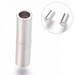 Platine Fermoirs magnétiques en laiton avec extrémités collées, colonne, platine, 18x4mm, Trou: 3mm