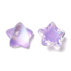Lilas Cabochons transparents en résine époxy, avec de la poudre de paillettes, étoiles, lilas, 16x16x8mm