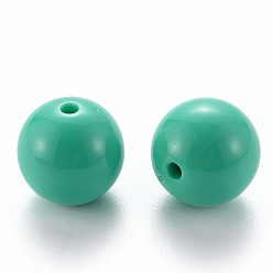 Vert De Mer Clair Perles acryliques opaques, ronde, vert de mer clair, 20x19mm, Trou: 3mm, environ111 pcs / 500 g