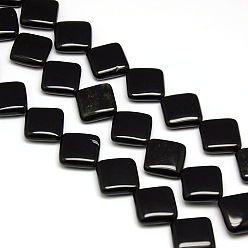 Obsidian Natural Rhombus Obsidian Beads Strands, 18~19x18~19x6mm, Hole: 1mm, about 21pcs/strand, 15.74 inch