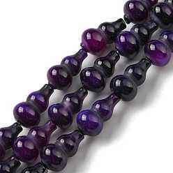 Púrpura Ágata natural de hebras, teñido, calabaza, púrpura, 17.5~18.5x9.5~10 mm, agujero: 1.2 mm, sobre 23~24 unidades / cadena, 16.14~16.34 pulgada (41~41.5 cm)